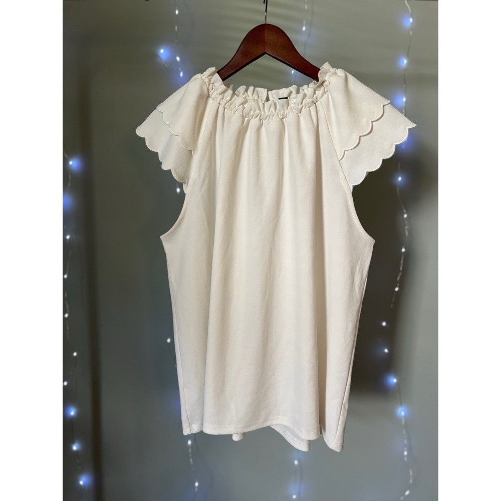 Ann Taylor Cream Flutter Sleeve Blouse